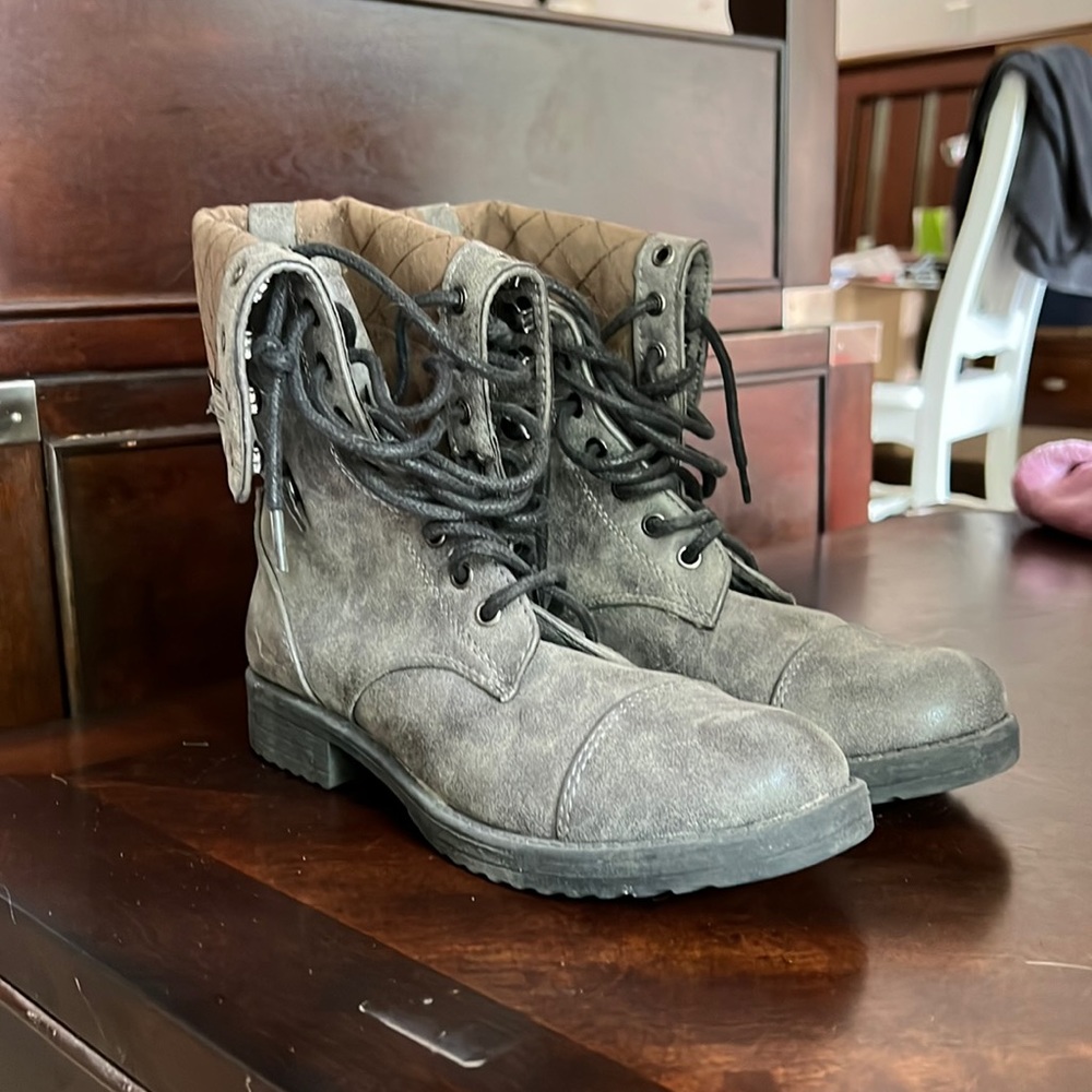 Grey Combat Boots